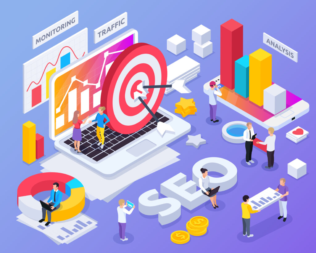 Group of SEO experts in the USA analyzing website data