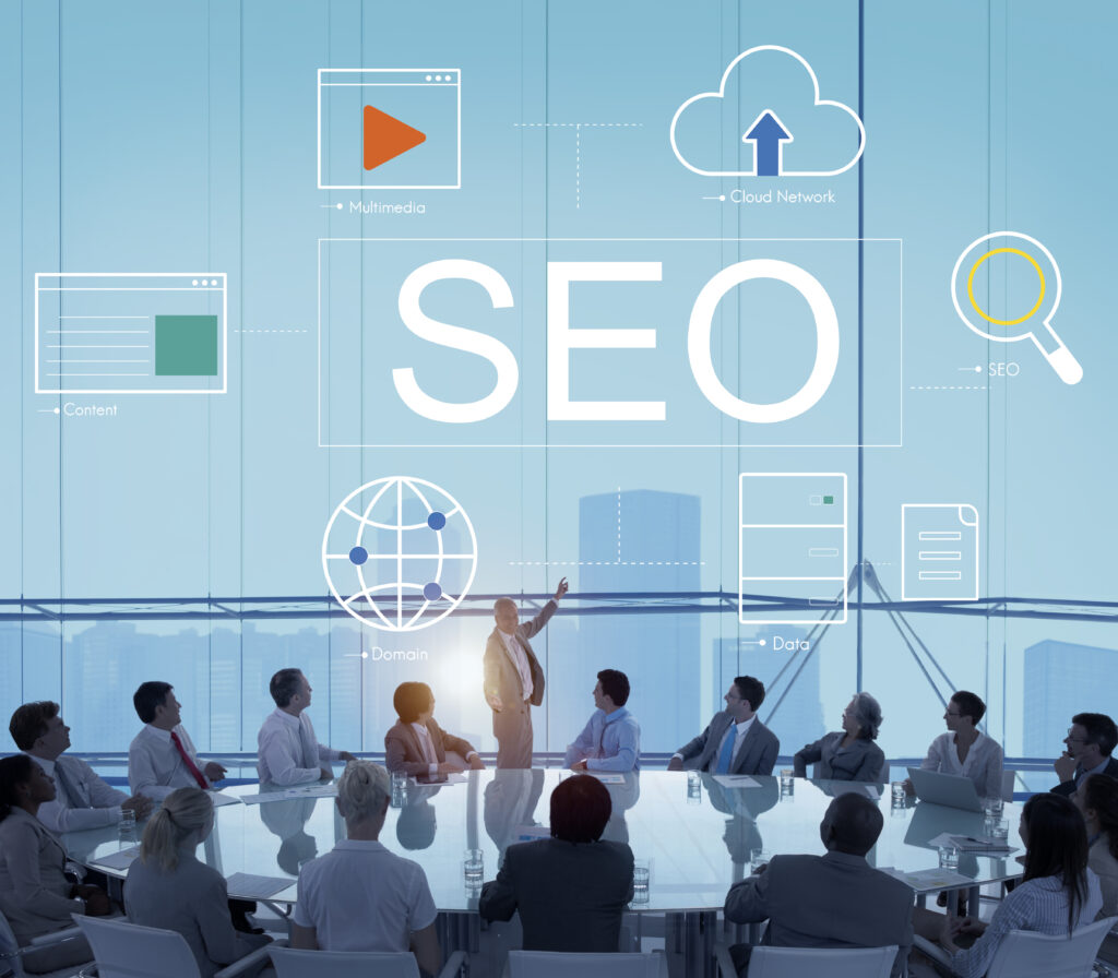 Small business owner managing website SEO in the USA